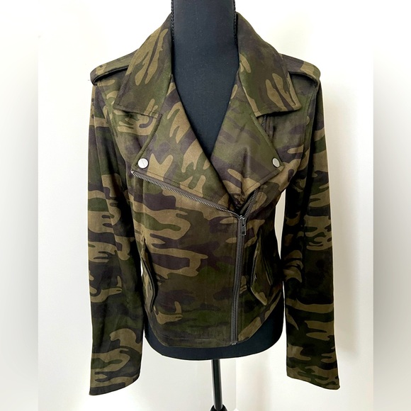 NWT Sanctuary Camouflage Faux Suede Moto Jacket - Picture 1 of 10